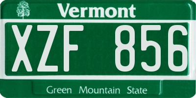 VT license plate XZF856