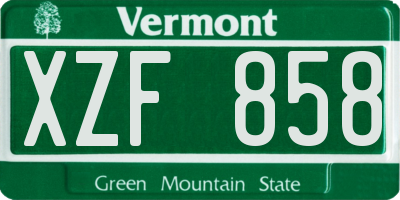 VT license plate XZF858
