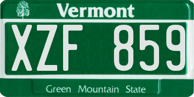 VT license plate XZF859