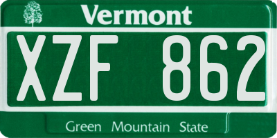 VT license plate XZF862
