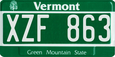 VT license plate XZF863