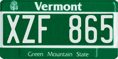 VT license plate XZF865