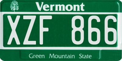 VT license plate XZF866