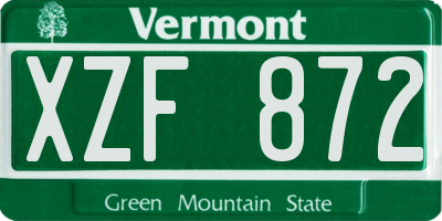 VT license plate XZF872