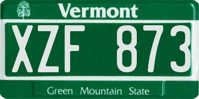 VT license plate XZF873