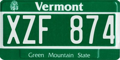 VT license plate XZF874