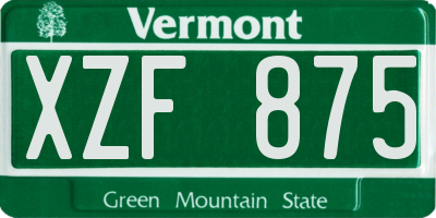 VT license plate XZF875