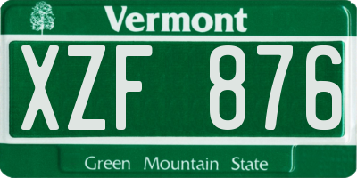 VT license plate XZF876