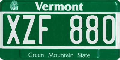VT license plate XZF880
