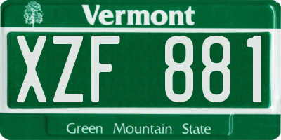 VT license plate XZF881