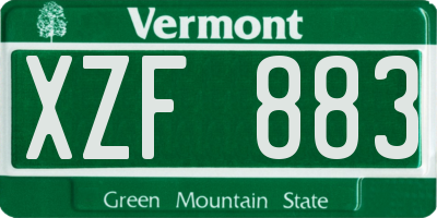 VT license plate XZF883