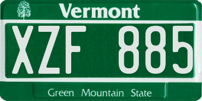 VT license plate XZF885