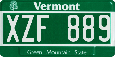 VT license plate XZF889