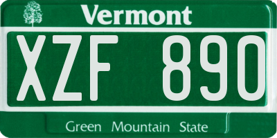 VT license plate XZF890