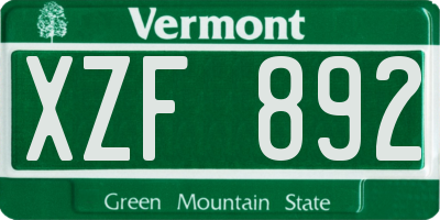 VT license plate XZF892