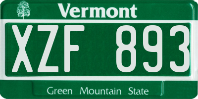 VT license plate XZF893
