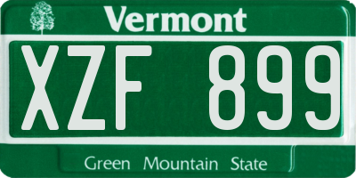 VT license plate XZF899