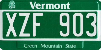VT license plate XZF903