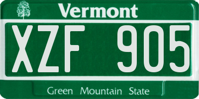 VT license plate XZF905
