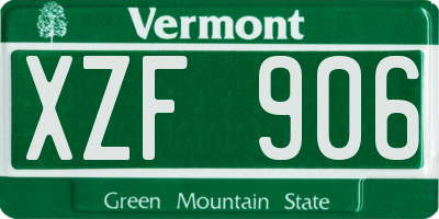 VT license plate XZF906