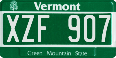 VT license plate XZF907