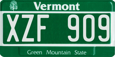 VT license plate XZF909