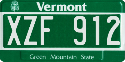 VT license plate XZF912