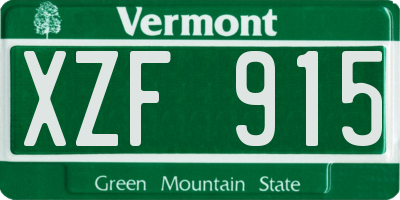 VT license plate XZF915