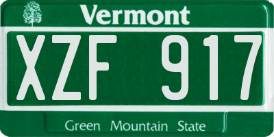 VT license plate XZF917