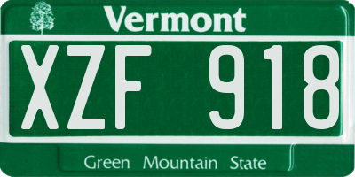 VT license plate XZF918