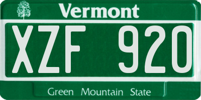 VT license plate XZF920