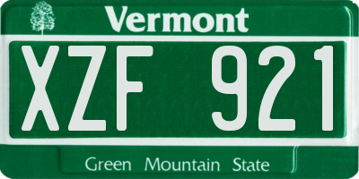 VT license plate XZF921