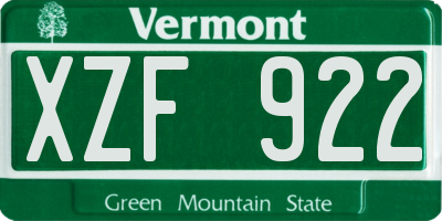 VT license plate XZF922