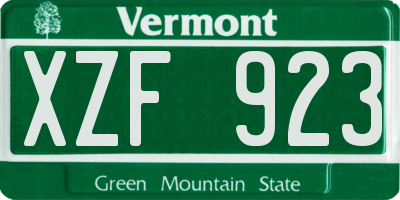 VT license plate XZF923