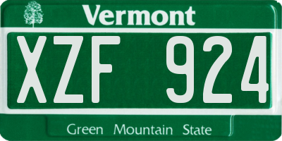 VT license plate XZF924