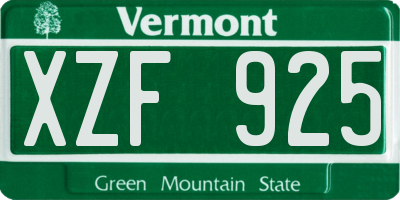 VT license plate XZF925
