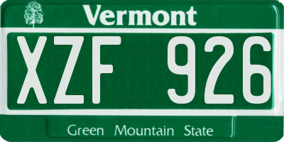 VT license plate XZF926