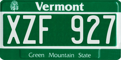 VT license plate XZF927
