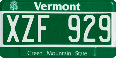 VT license plate XZF929