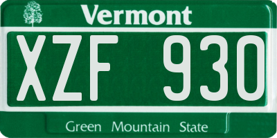VT license plate XZF930