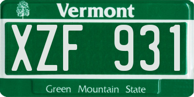 VT license plate XZF931