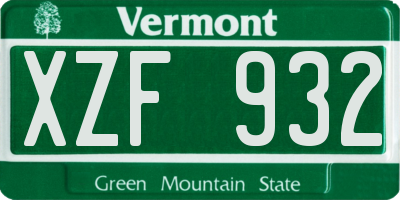 VT license plate XZF932
