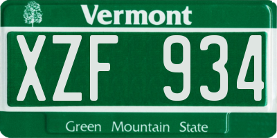 VT license plate XZF934