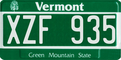 VT license plate XZF935
