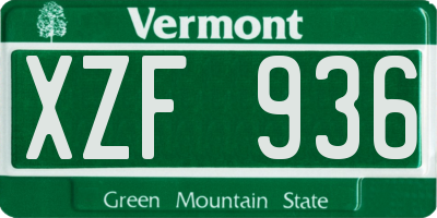 VT license plate XZF936