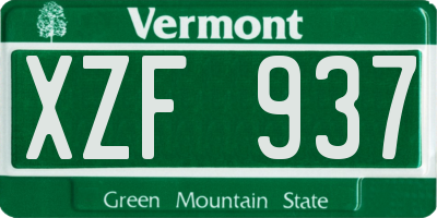 VT license plate XZF937