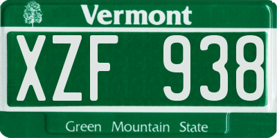 VT license plate XZF938