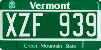 VT license plate XZF939