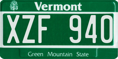 VT license plate XZF940