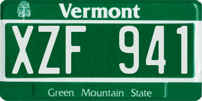 VT license plate XZF941